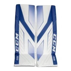 CCM Axis Senior Goalie Leg Pads -Warrior Shop ccm leg pads ccm axis senior goalie leg pads white blue 34 2 28744295415874
