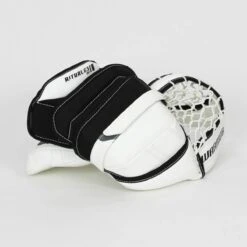 Warrior Ritual G3 Intermediate Goalie Catcher - Demo -Warrior Shop warrior catchers demo warrior ritual g3 intermediate goalie catcher demo white full right 15202530623554